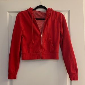 Red cropped zip up